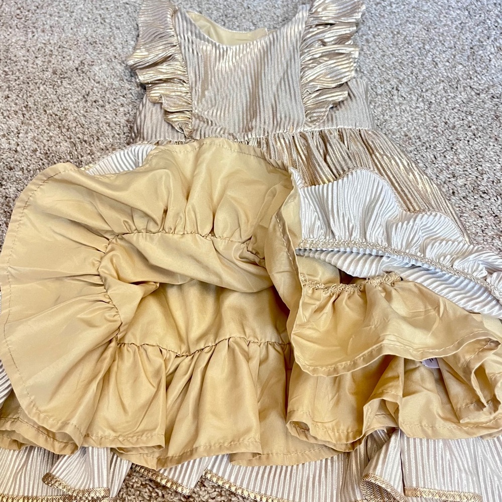 2T Gold Shimmer Tahari Holiday Dress - Picture 5 of 8